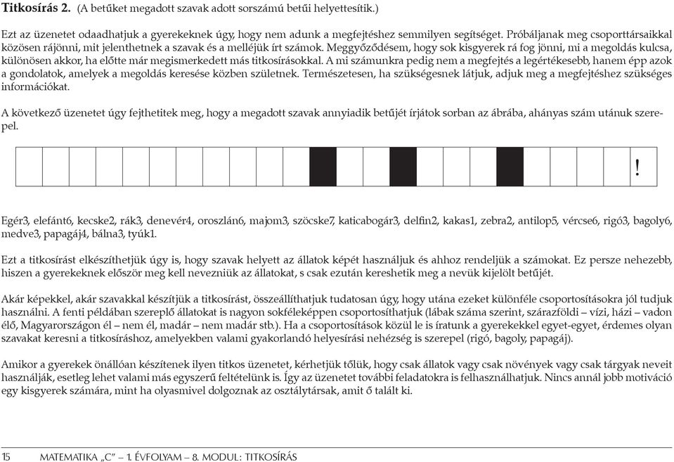 Meggyőződésem, hogy sok kisgyerek rá fog jönni, mi a megoldás kulcsa, különösen akkor, ha előtte már megismerkedett más titkosírásokkal.