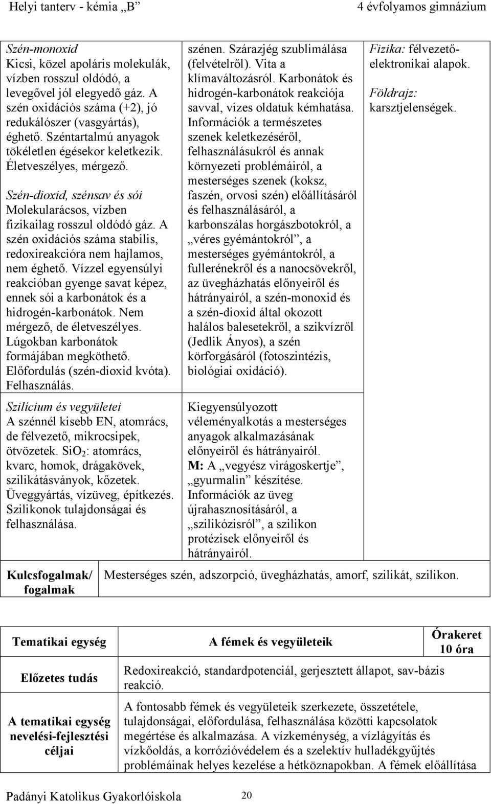 A szén oxidációs száma stabilis, redoxireakcióra nem hajlamos, nem éghető. Vízzel egyensúlyi reakcióban gyenge savat képez, ennek sói a karbonátok és a hidrogén-karbonátok.