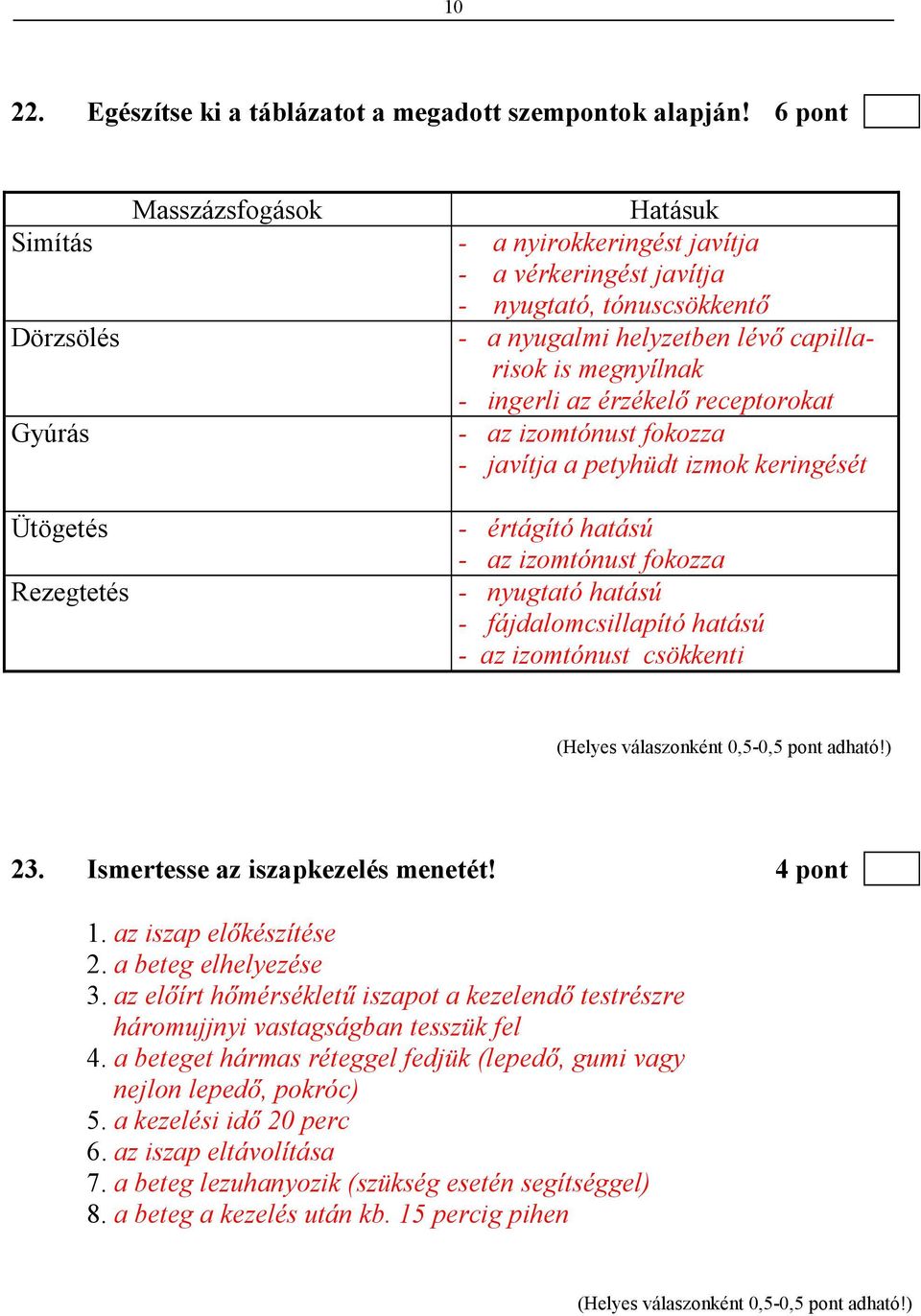 is megnyílnak - ingerli az érzékelı receptorokat - az izomtónust fokozza - javítja a petyhüdt izmok keringését - értágító hatású - az izomtónust fokozza - nyugtató hatású - fájdalomcsillapító hatású