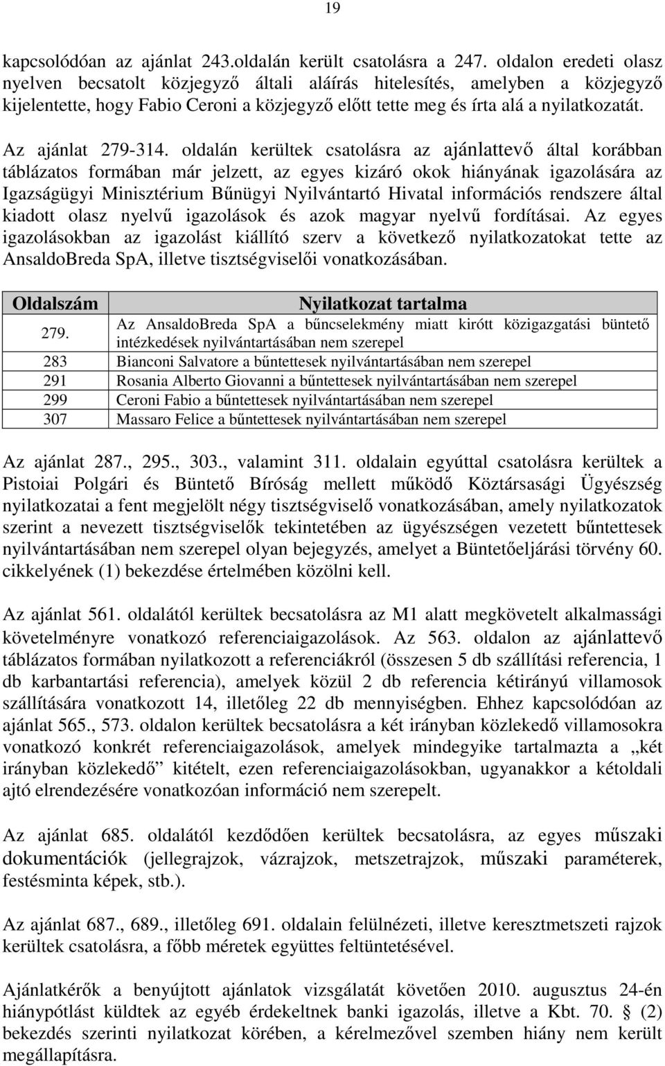 Az ajánlat 279-314.