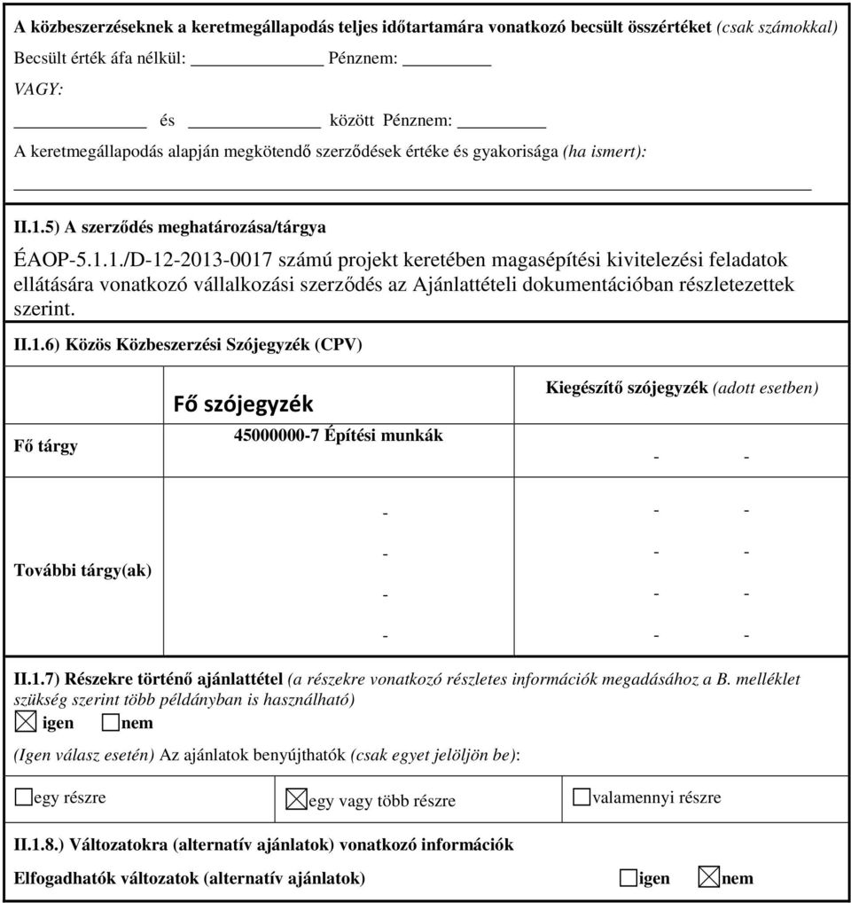 5) A szerződés meghatározása/tárgya ÉAOP-5.1.