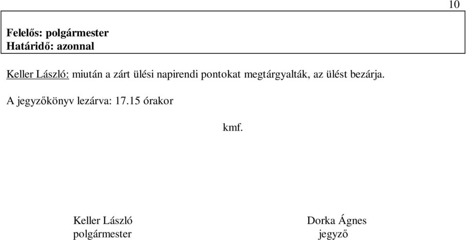 megtárgyalták, az ülést bezárja.