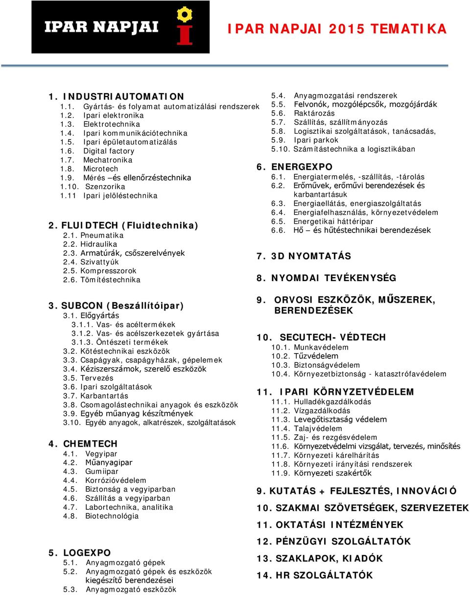 Armatúrák, csőszerelvények 2.4. Szivattyúk 2.5. Kompresszorok 2.6. Tömítéstechnika 5.4. Anyagmozgatási rendszerek 5.5. Felvonók, mozgólépcsők, mozgójárdák 5.6. Raktározás 5.7.