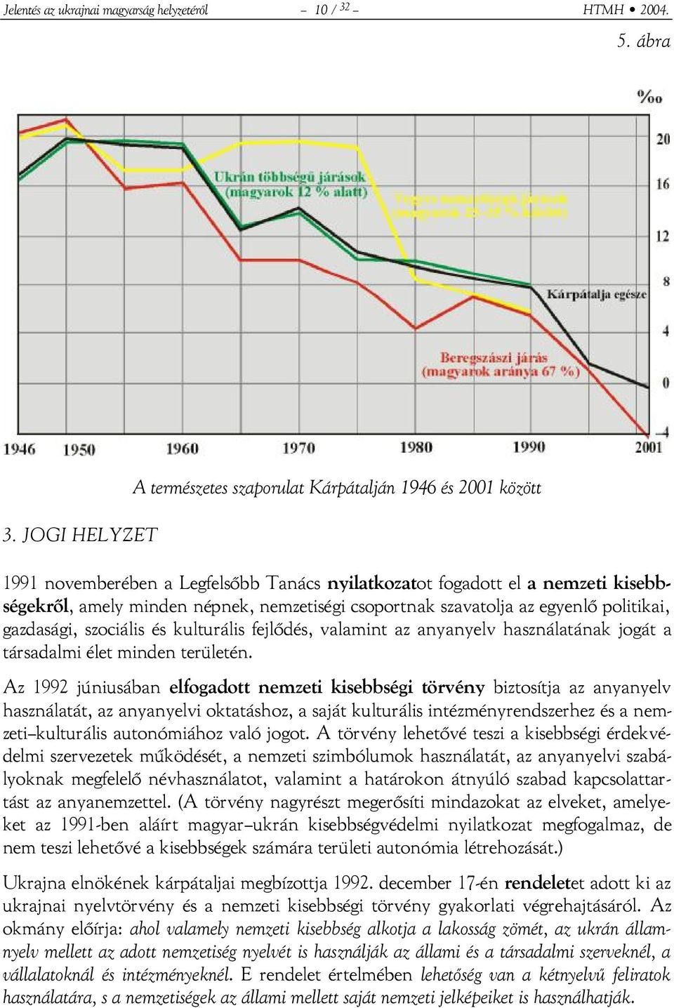 csoportnak szavatolja az egyenlő politikai, gazdasági, szociális és kulturális fejlődés, valamint az anyanyelv használatának jogát a társadalmi élet minden területén.