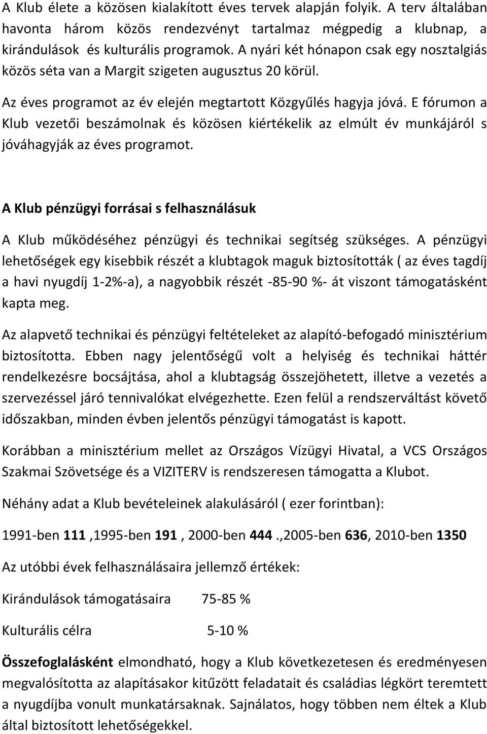 E fórumon a Klub vezetői beszámolnak és közösen kiértékelik az elmúlt év munkájáról s jóváhagyják az éves programot.