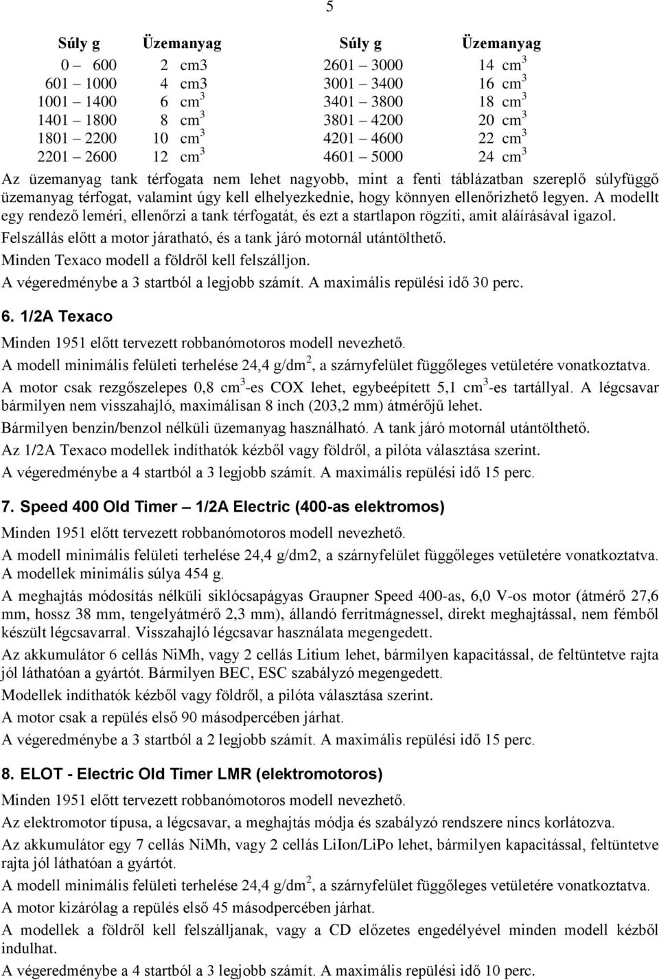ellenőrizhető legyen. A modellt egy rendező leméri, ellenőrzi a tank térfogatát, és ezt a startlapon rögzíti, amit aláírásával igazol.