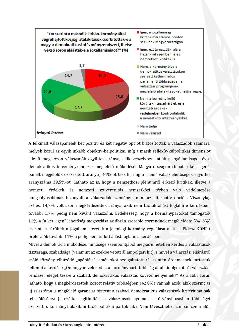 aránya) 44%-ot tesz ki, míg a nem válaszlehetőségek együttes arányszáma 39,5%-ot.