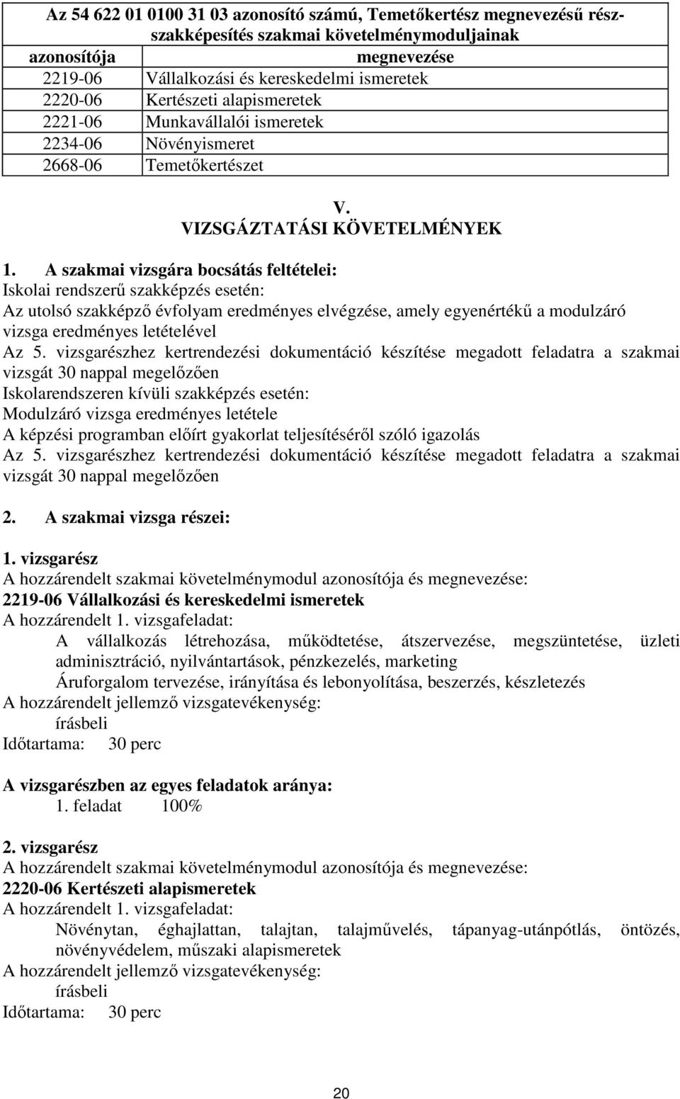 A szakmai vizsgára bocsátás feltételei: Iskolai rendszerű szakképzés esetén: Az utolsó szakképző évfolyam eredményes elvégzése, amely egyenértékű a modulzáró vizsga eredményes letételével Az 5.