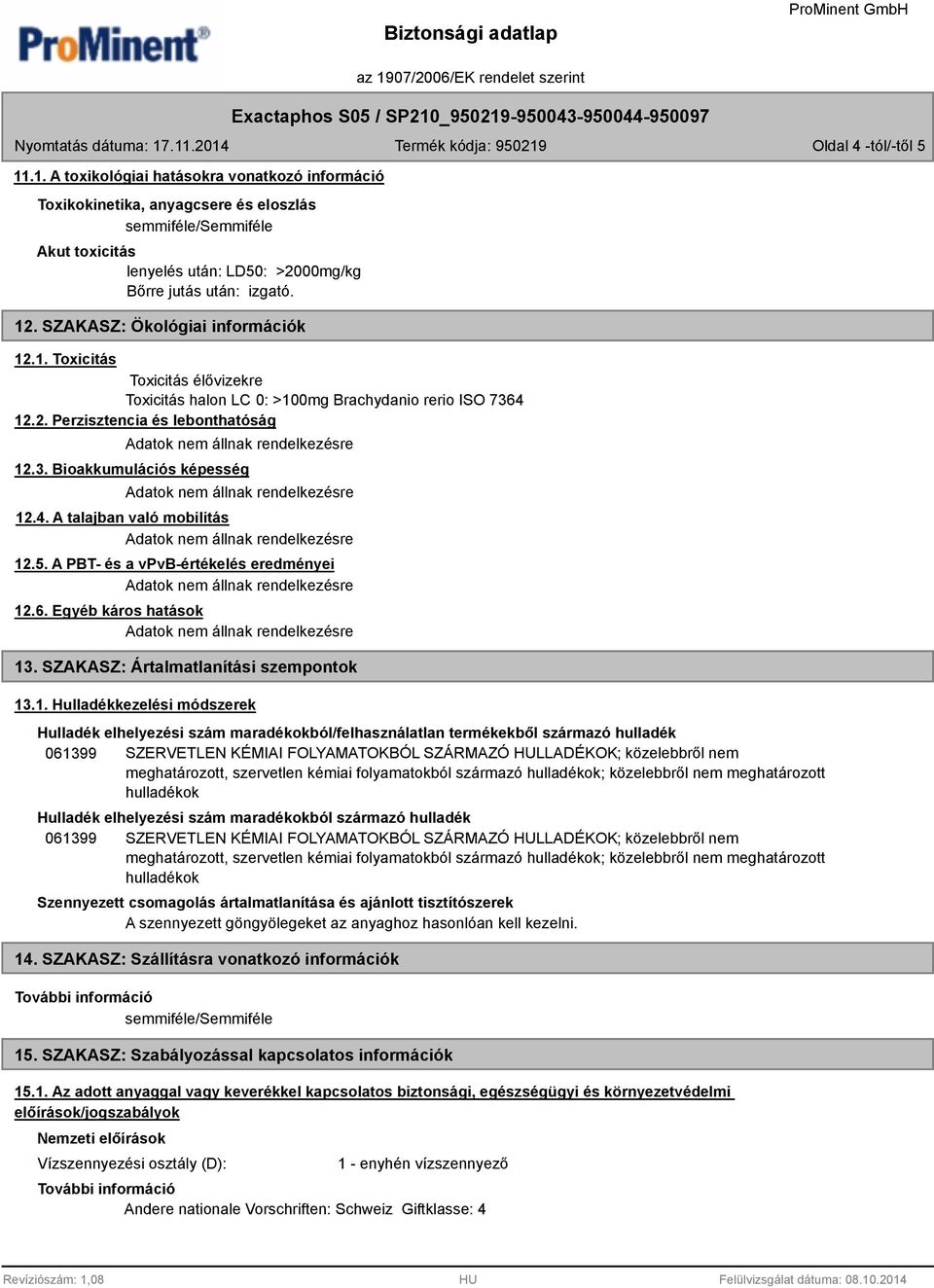 5. A PBT- és a vpvb-értékelés eredményei 12