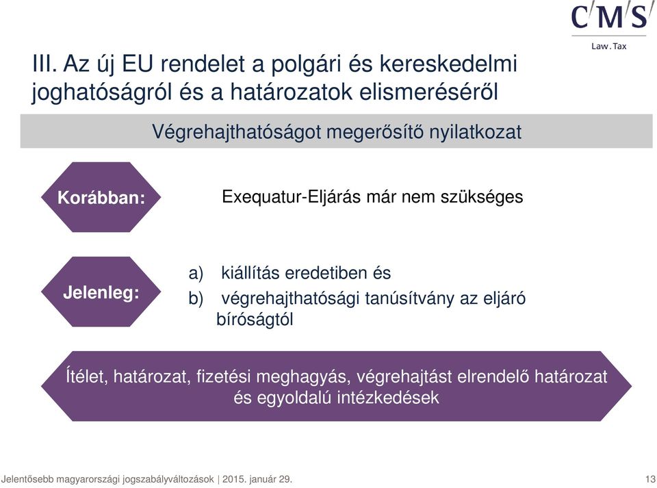 Jelenleg: a) kiállítás eredetiben és b) végrehajthatósági tanúsítvány az eljáró bíróságtól