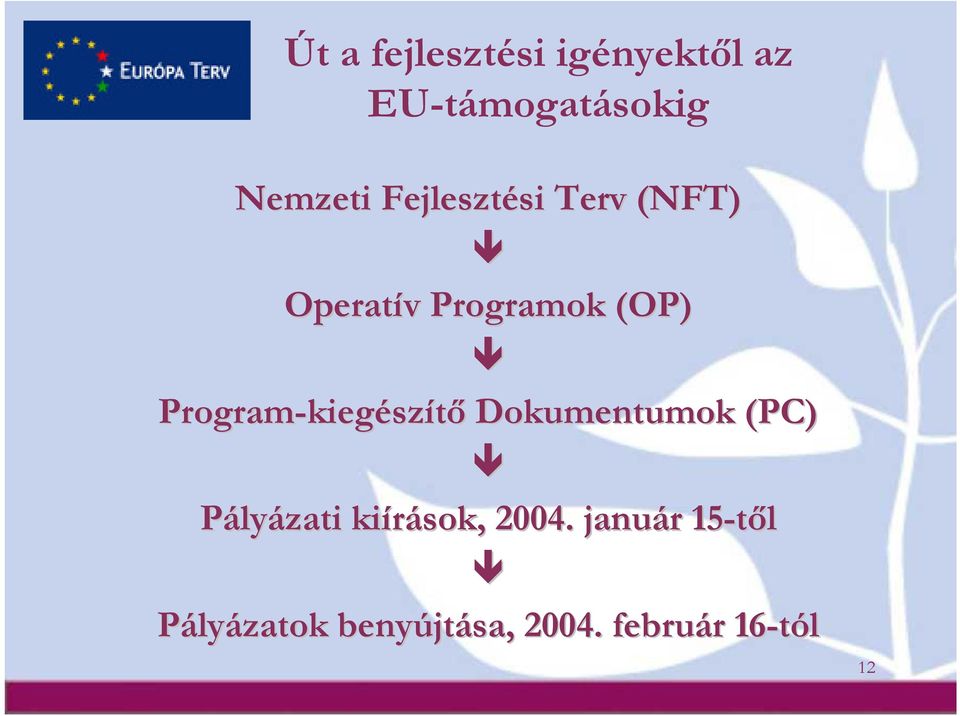 Program-kieg kiegészítő Dokumentumok (PC) Pályázati