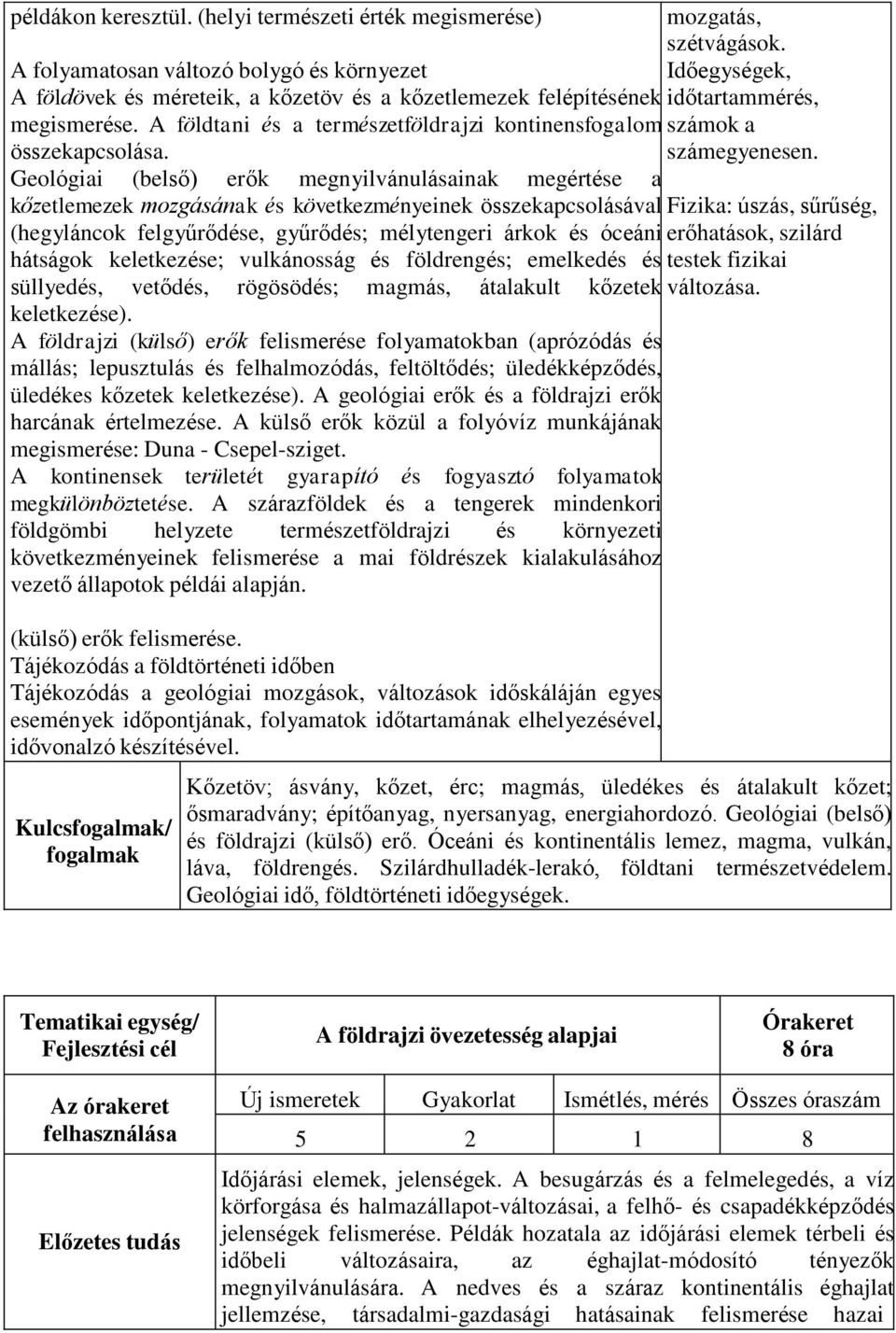 Geológiai (belső) erők megnyilvánulásainak megértése a kőzetlemezek mozgásának és következményeinek összekapcsolásával (hegyláncok felgyűrődése, gyűrődés; mélytengeri árkok és óceáni hátságok