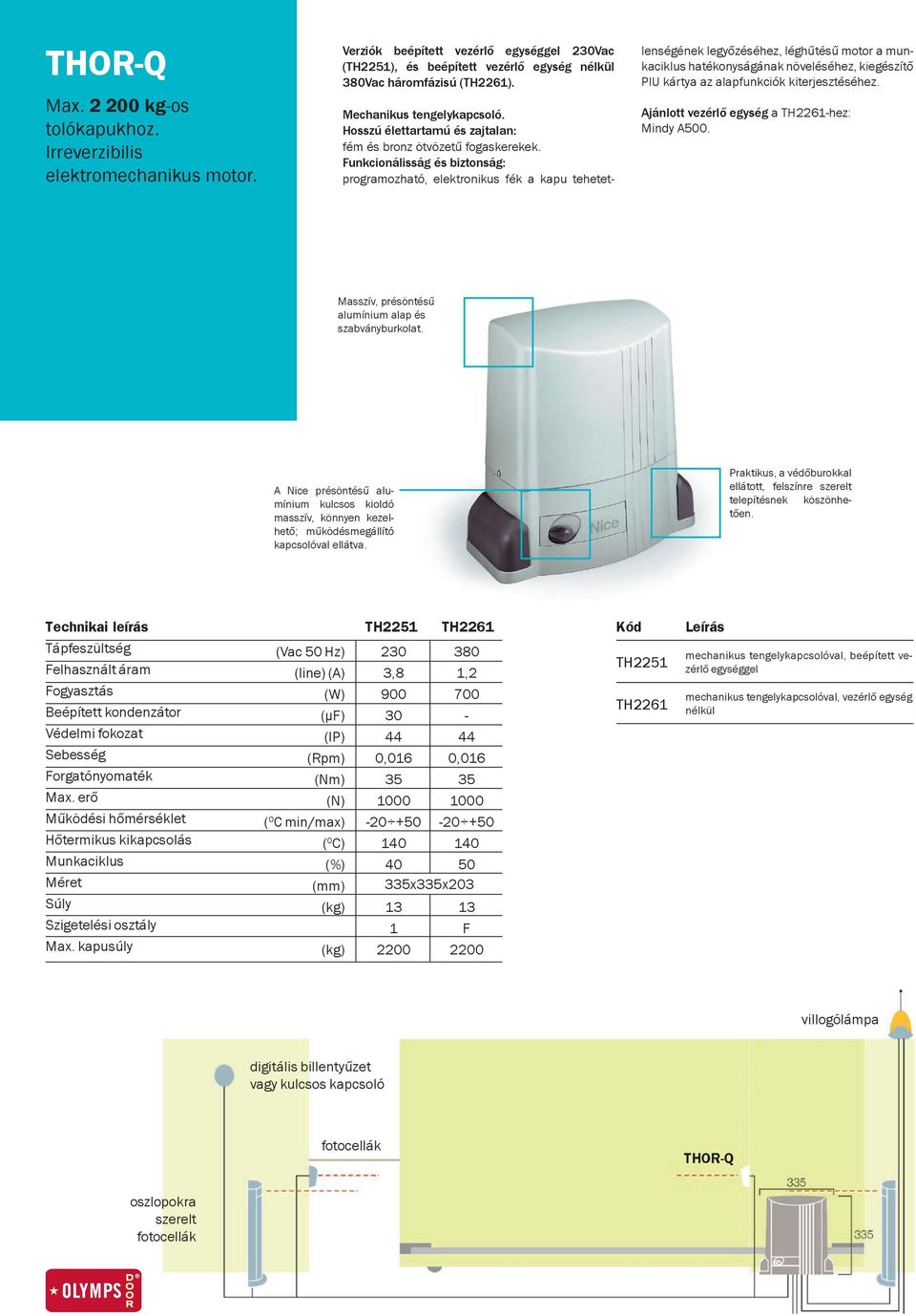 200 kg-os és max. 5 m-es kapukhoz. max. 600 kg-os kapukhoz, 230 Vac,  elektronikus tengelykapcsoló. max. 400 kg-os kapukhoz, 24 Vdc mágneses  enkóderrel - PDF Free Download