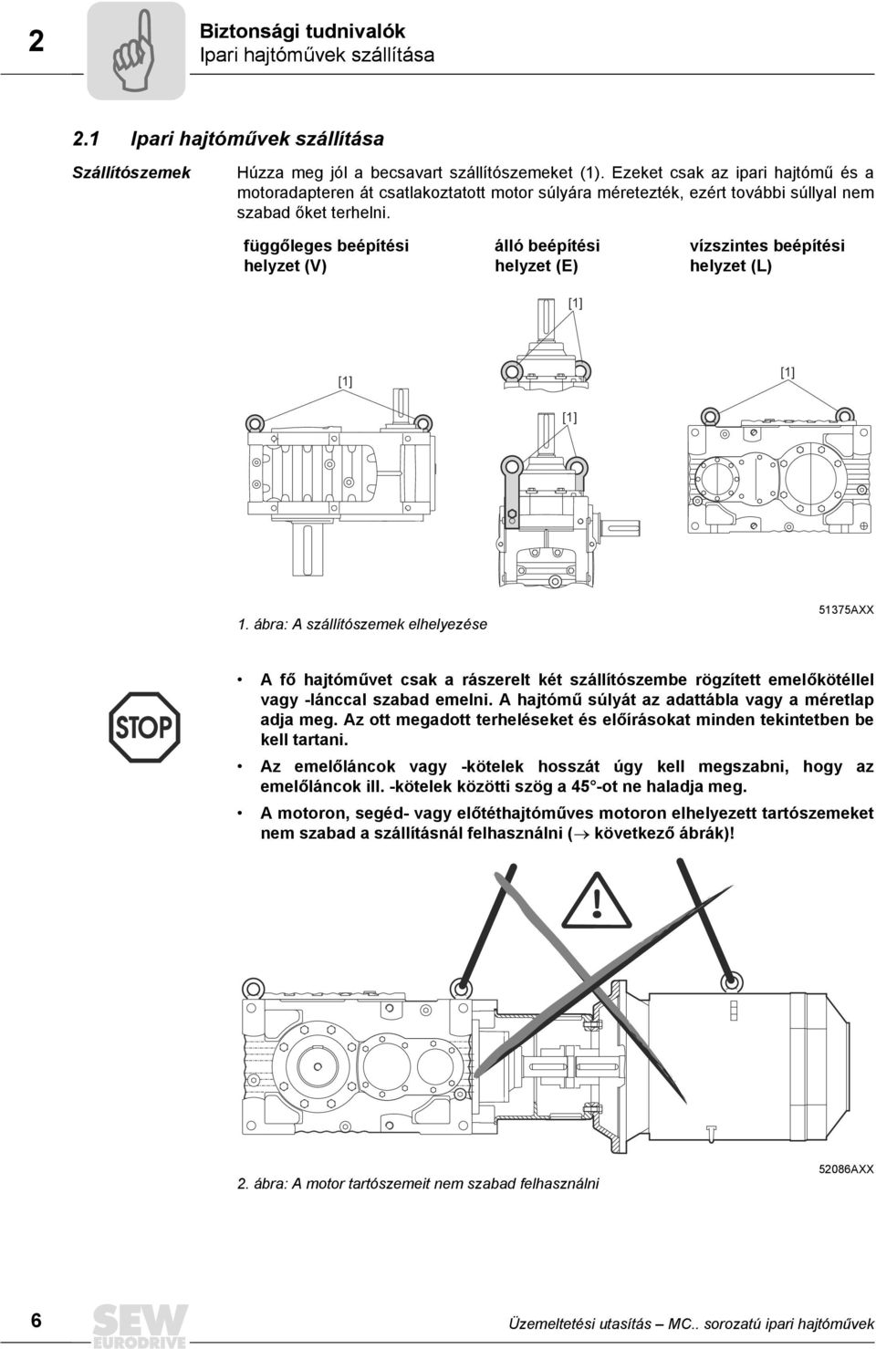 függőleges beépítési helyzet (V) álló beépítési helyzet (E) [1] vízszintes beépítési helyzet (L) [1] [1] [1] 1.