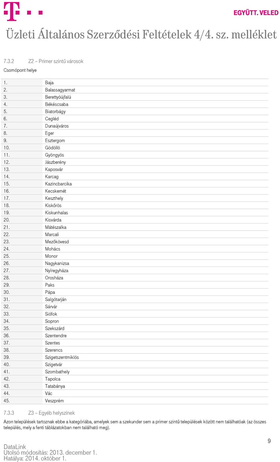 Nagykanizsa 27. Nyíregyháza 28. Orosháza 29. Paks 30. Pápa 31. Salgótarján 32. Sárvár 33. Siófok 34. Sopron 35. Szekszárd 36. Szentendre 37. Szentes 38. Szerencs 39. Szigetszentmiklós 40.