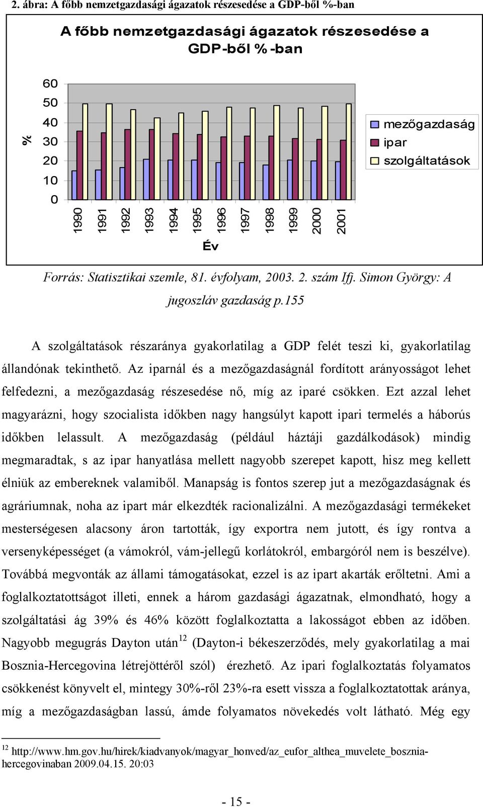 155 A szolgáltatások részaránya gyakorlatilag a GDP felét teszi ki, gyakorlatilag állandónak tekinthető.