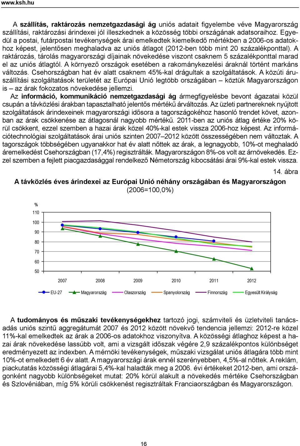 A raktározás, tárolás magyarországi díjainak növekedése viszont csaknem 5 százalékponttal marad el az uniós átlagtól. A környező országok esetében a rakománykezelési áraknál történt markáns változás.