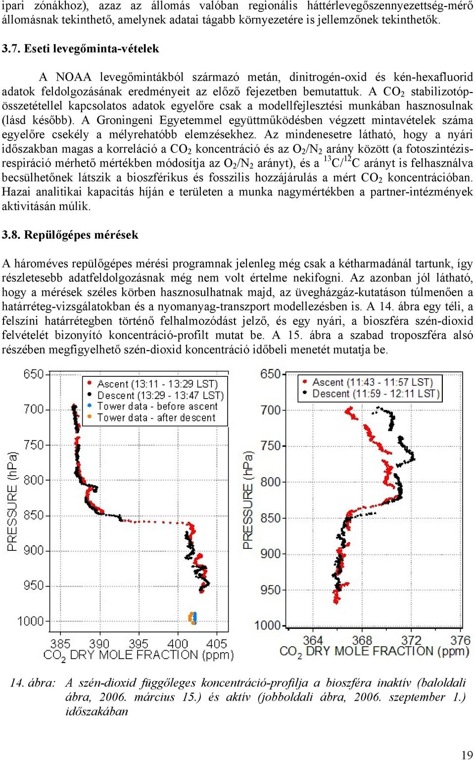 A CO 2 stabilizotópösszetétellel kapcsolatos adatok egyelőre csak a modellfejlesztési munkában hasznosulnak (lásd később).