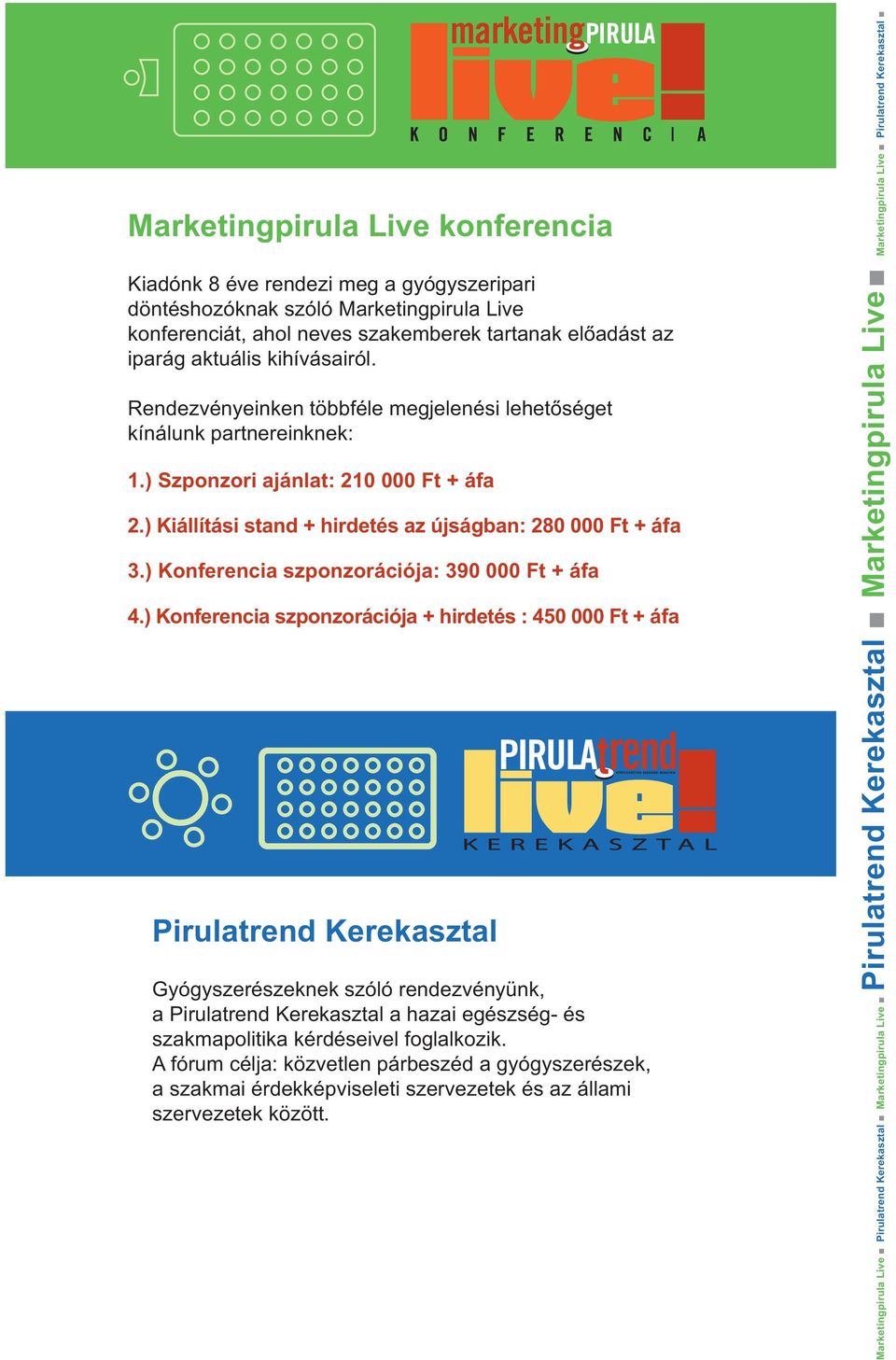 ) Konferencia szponzorációja: 390 000 Ft + áfa 4.