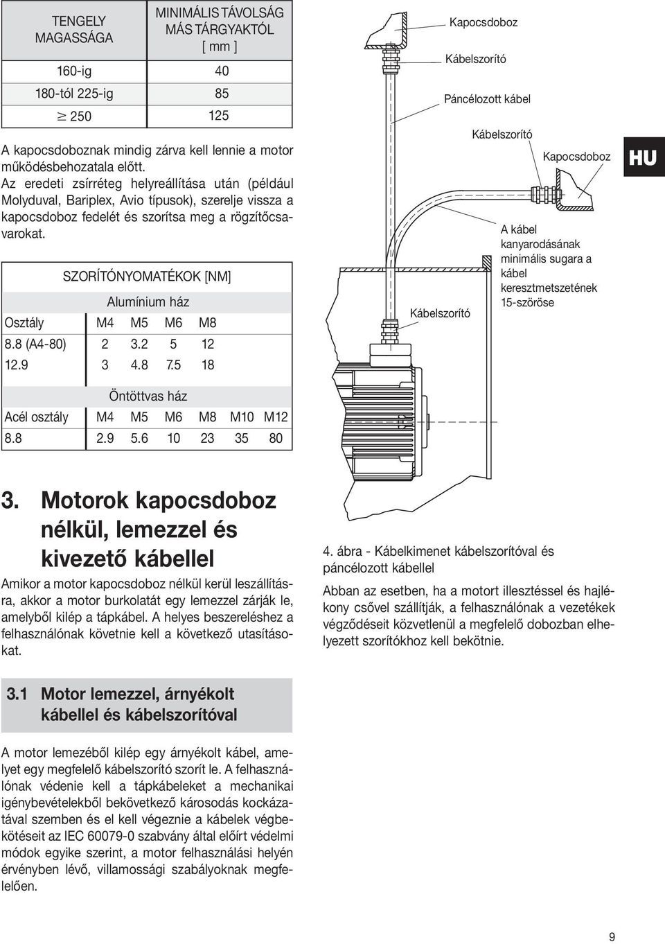 SZORÍTÓNYOMATÉKOK [NM] Alumínium ház Osztály M4 M5 M6 M8 8.8 (A4-80) 2.2 5 12 12.9 4.8 7.5 18 Öntöttvas ház Acél osztály M4 M5 M6 M8 M10 M12 8.8 2.9 5.