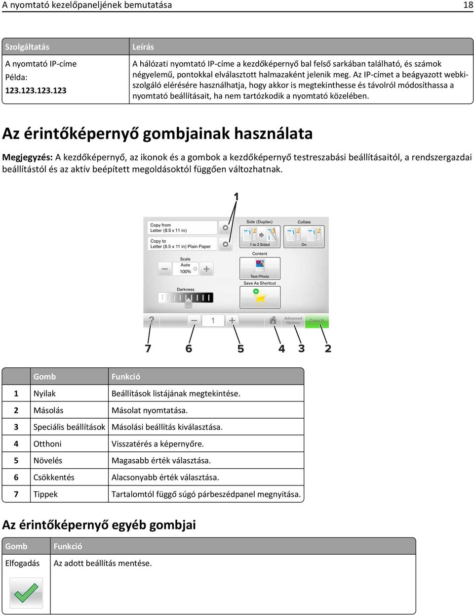Az IP-címet a beágyazott webkiszolgáló elérésére használhatja, hogy akkor is megtekinthesse és távolról módosíthassa a nyomtató beállításait, ha nem tartózkodik a nyomtató közelében.