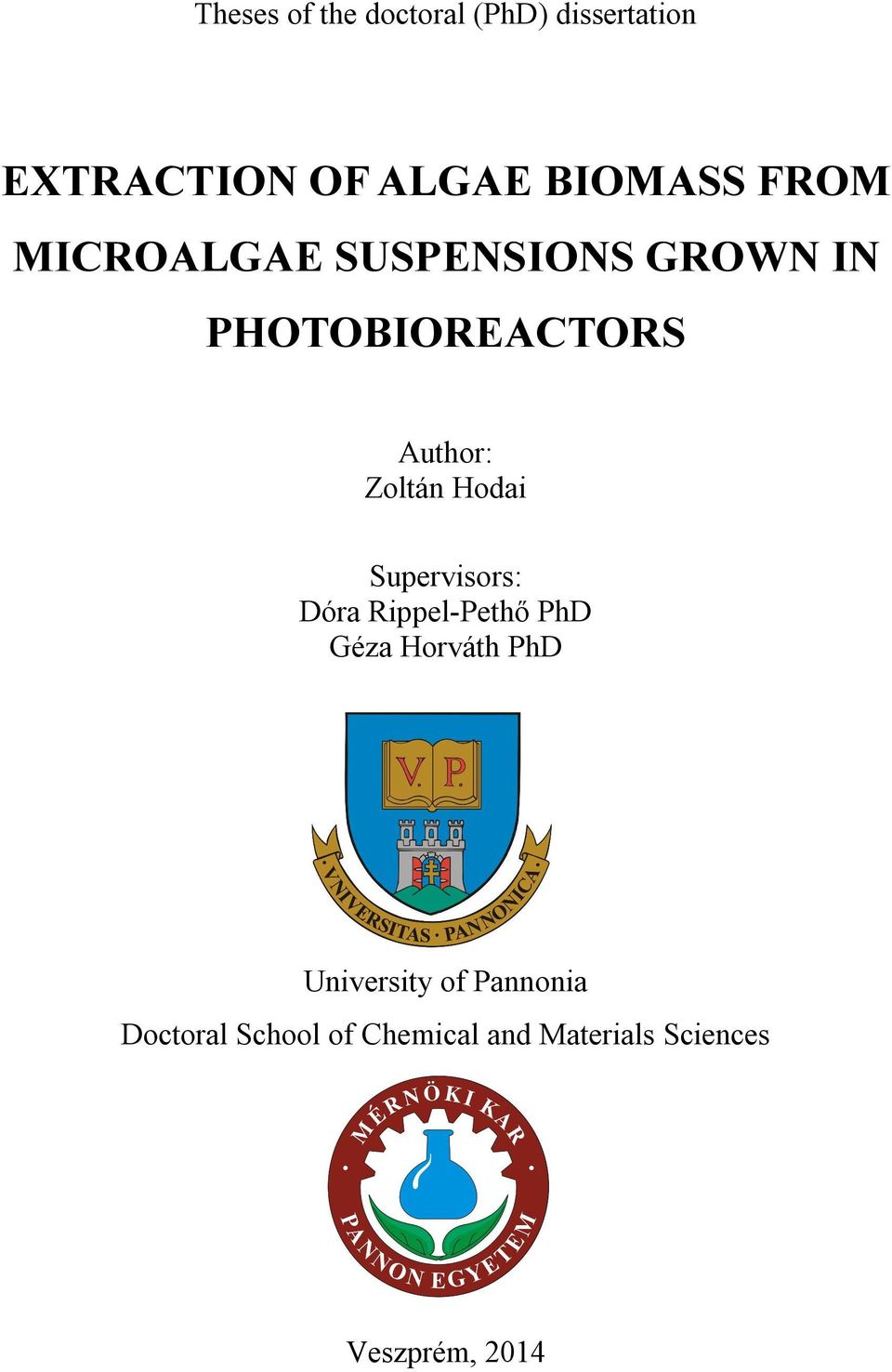 Hodai Supervisors: Dóra Rippel-Pethő PhD Géza Horváth PhD University of