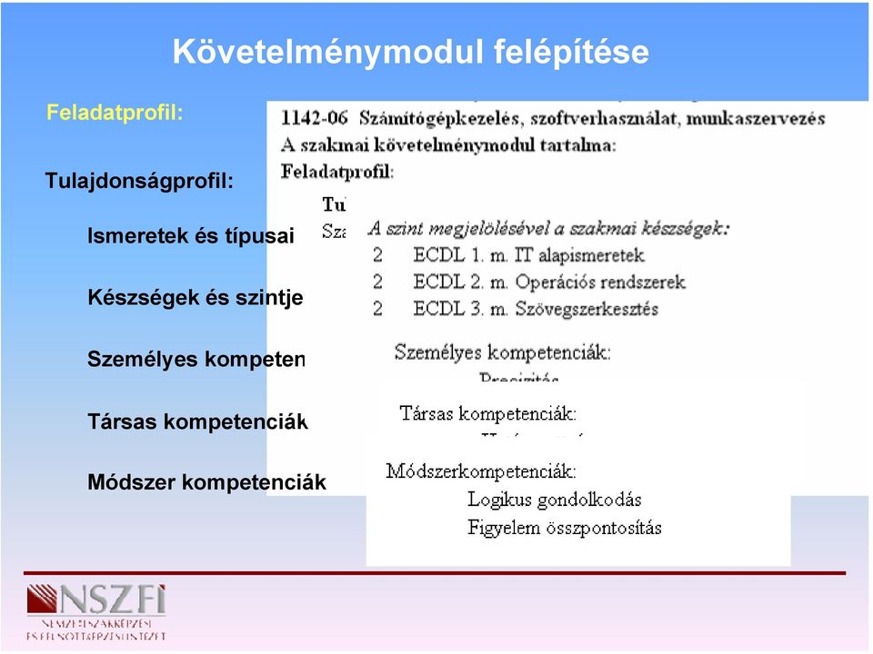 és típusai Készségek és szintjei