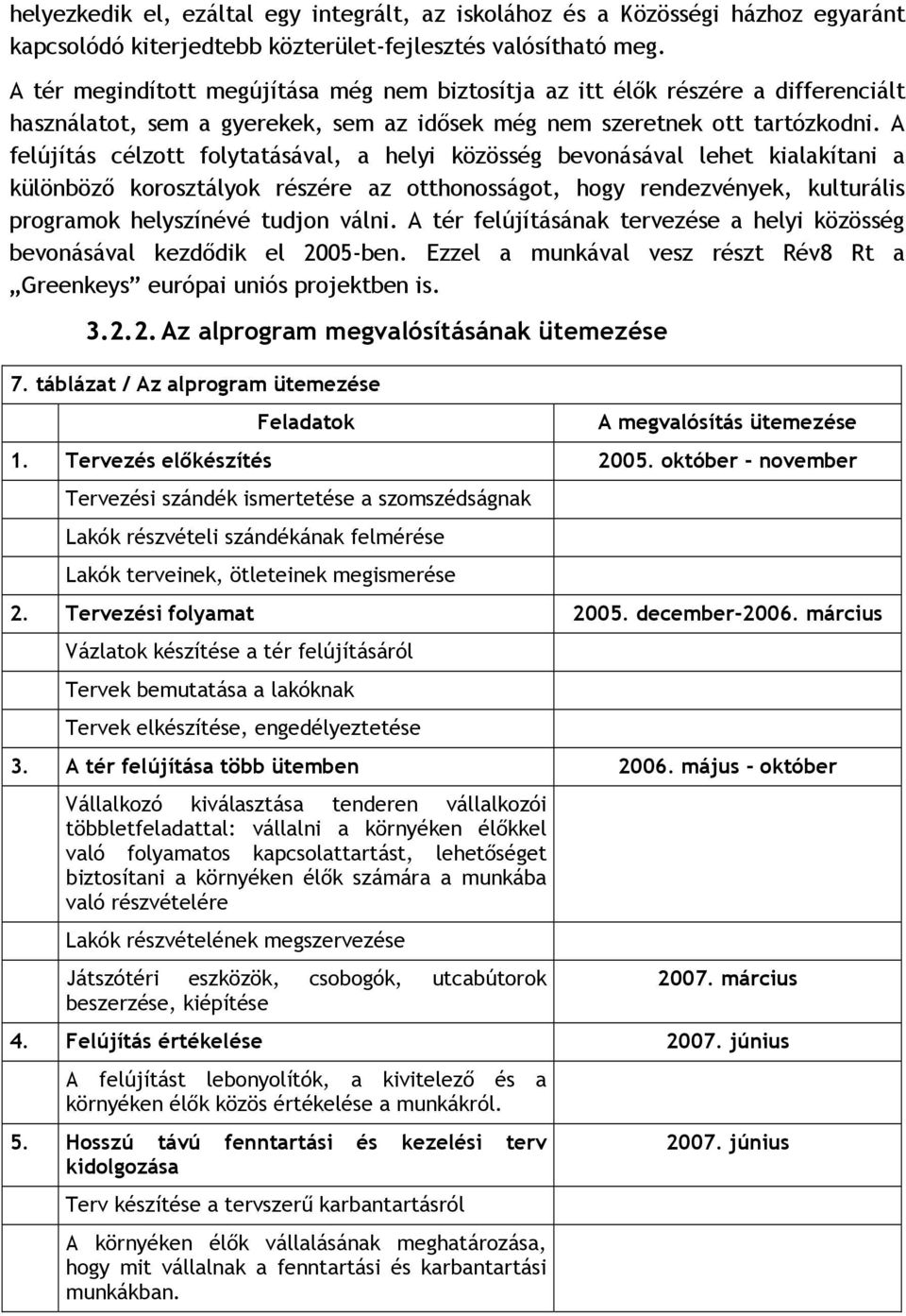A felújítás célzott folytatásával, a helyi közösség bevonásával lehet kialakítani a különböző korosztályok részére az otthonosságot, hogy rendezvények, kulturális programok helyszínévé tudjon válni.