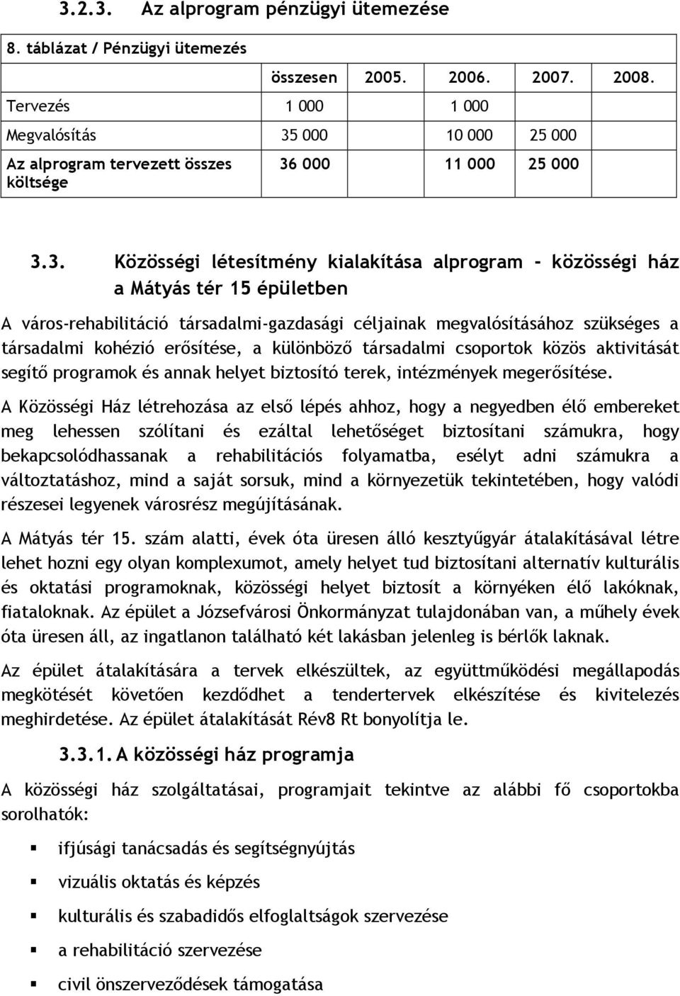 000 10 000 25 000 Az alprogram tervezett összes költsége 36