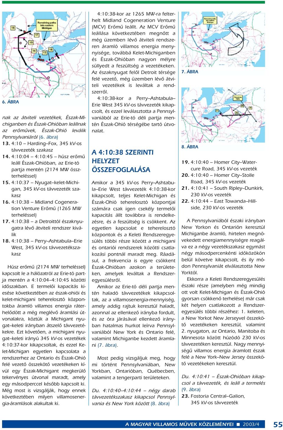 4:10:38 Midland Cogeneration Venture Erômû (1265 MW terheléssel) 17. 4:10:38 a Detroittól északnyugatra lévô átviteli rendszer kiválik 18.