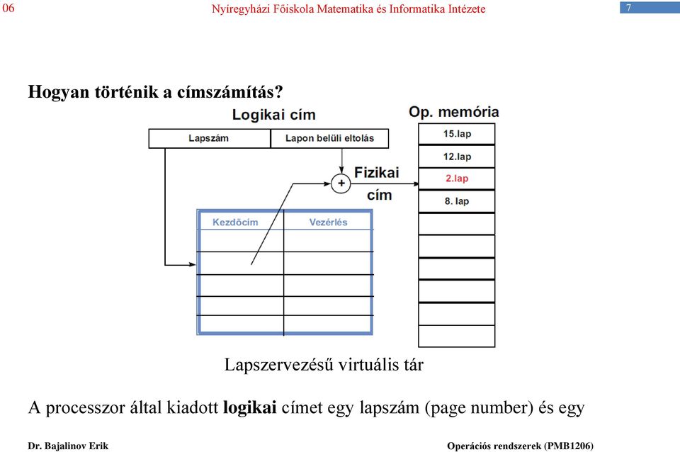 processzor által kiadott logikai