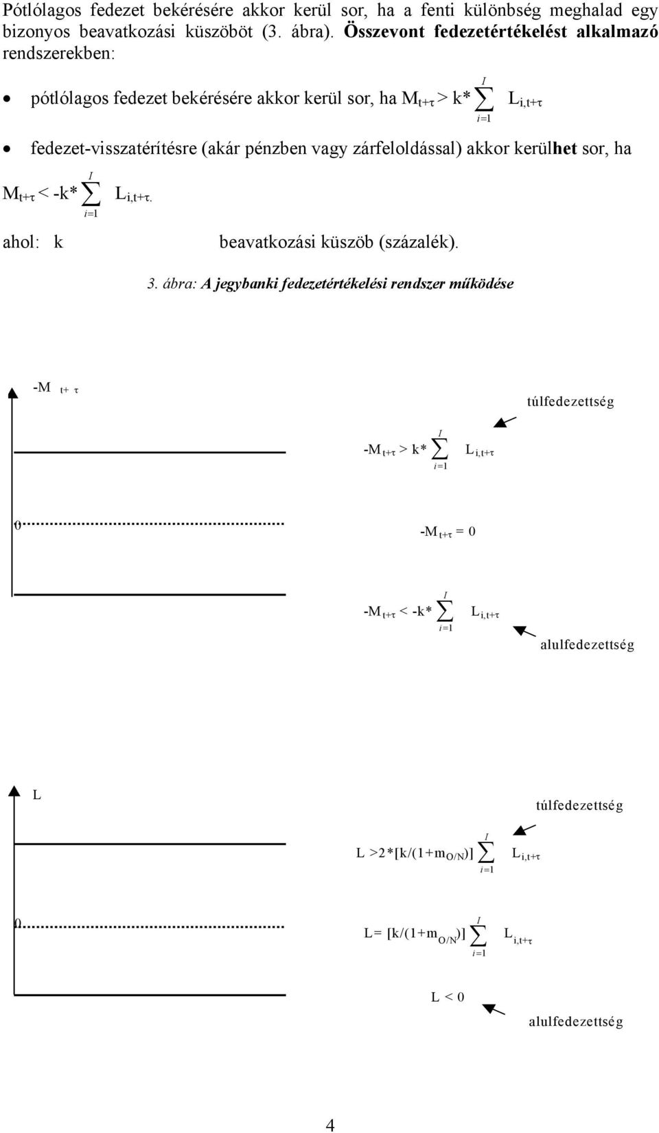 zárfeloldással) akkor kerülhet sor, ha i,t+τ M t+τ < -k* ahol: k L i,t+τ. beavatkozási küszöb (százalék). 3.