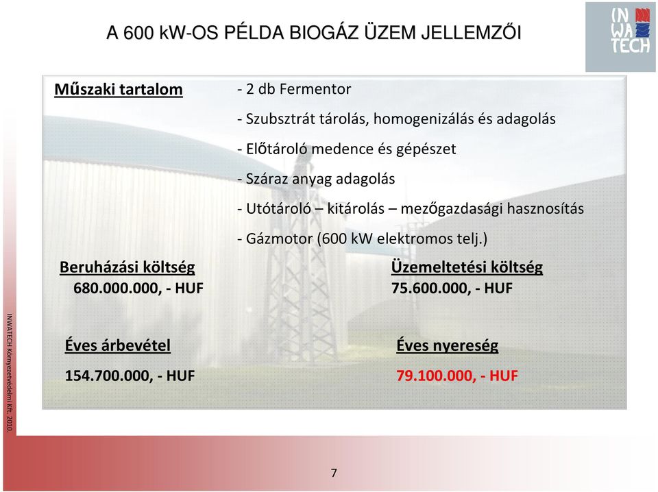 kitárolás mezőgazdasági hasznosítás - Gázmotor (600 kw elektromos telj.