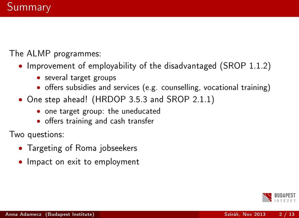 (HRDOP 3.5.3 and SROP 2.1.