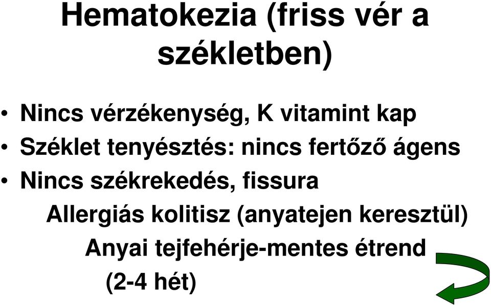 fertızı ágens Nincs székrekedés, fissura Allergiás