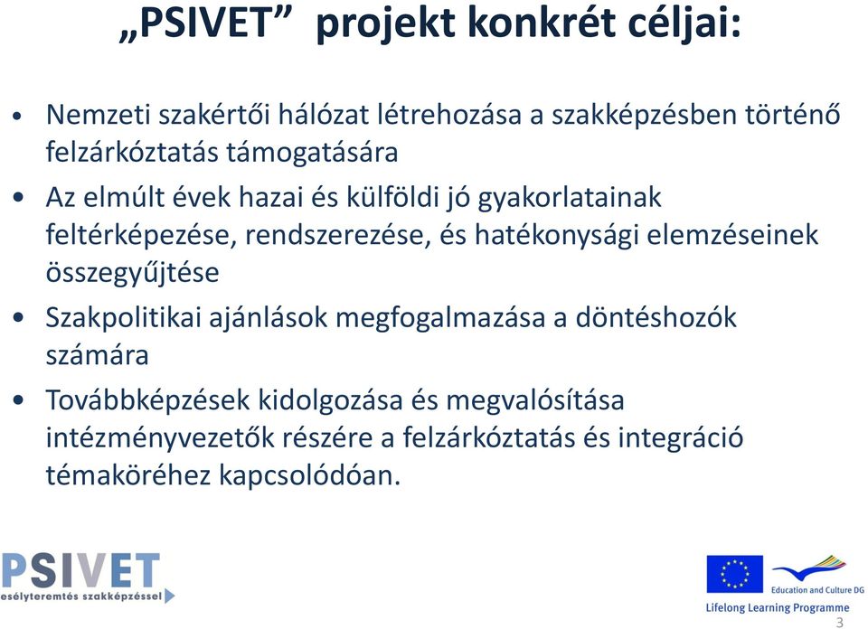 hatékonysági elemzéseinek összegyűjtése Szakpolitikai ajánlások megfogalmazása a döntéshozók számára