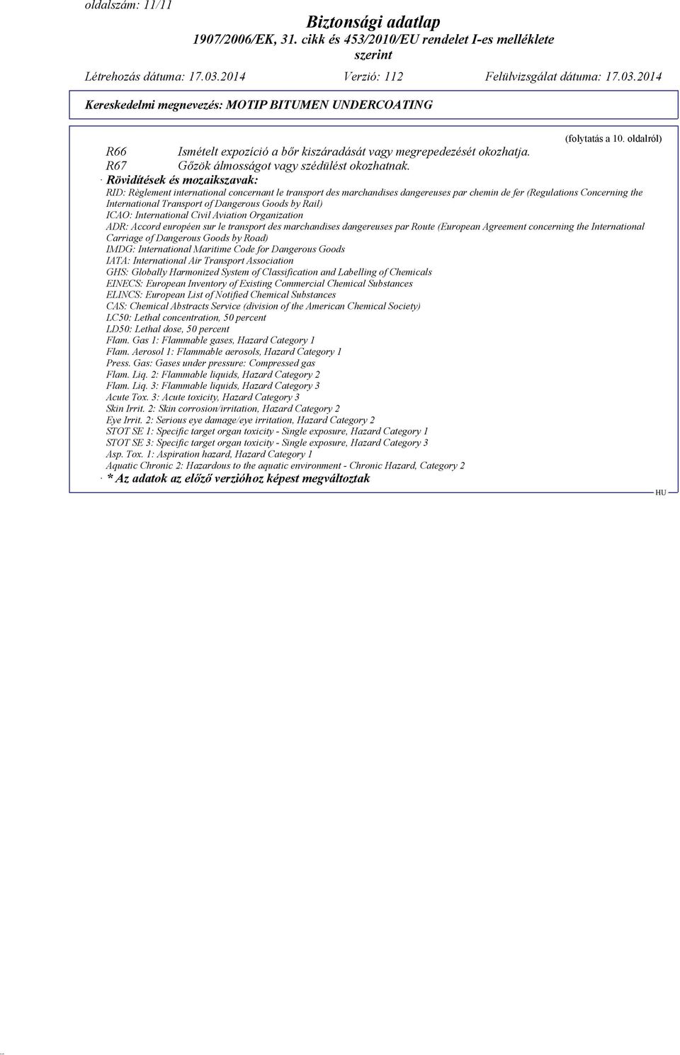 by Rail) ICAO: International Civil Aviation Organization ADR: Accord européen sur le transport des marchandises dangereuses par Route (European Agreement concerning the International Carriage of