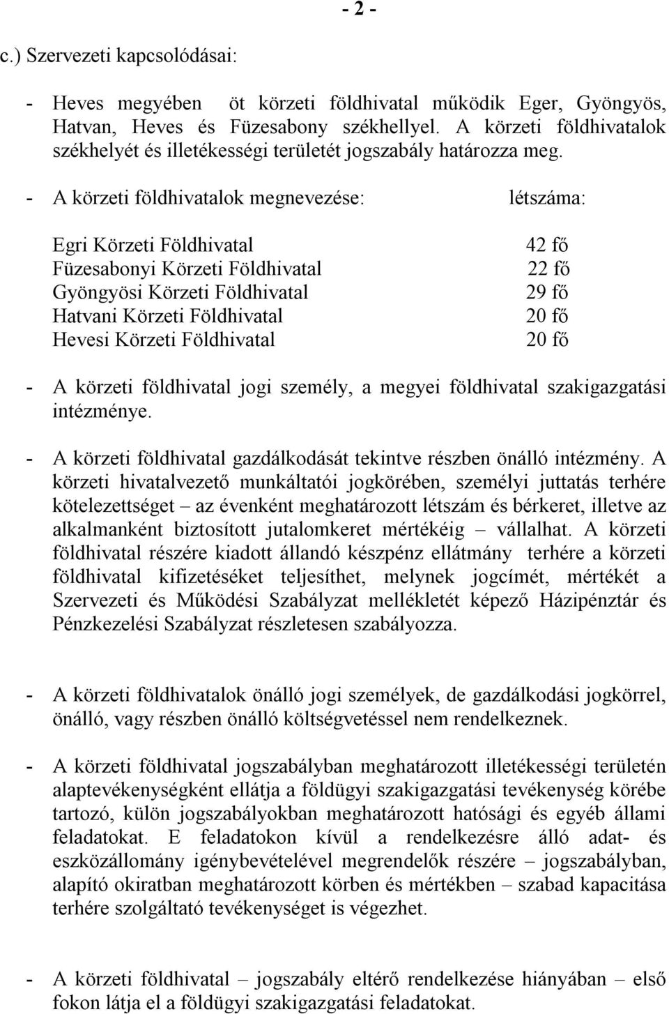 - A körzeti földhivatalok megnevezése: létszáma: Egri Körzeti Földhivatal Füzesabonyi Körzeti Földhivatal Gyöngyösi Körzeti Földhivatal Hatvani Körzeti Földhivatal Hevesi Körzeti Földhivatal 42 fő 22