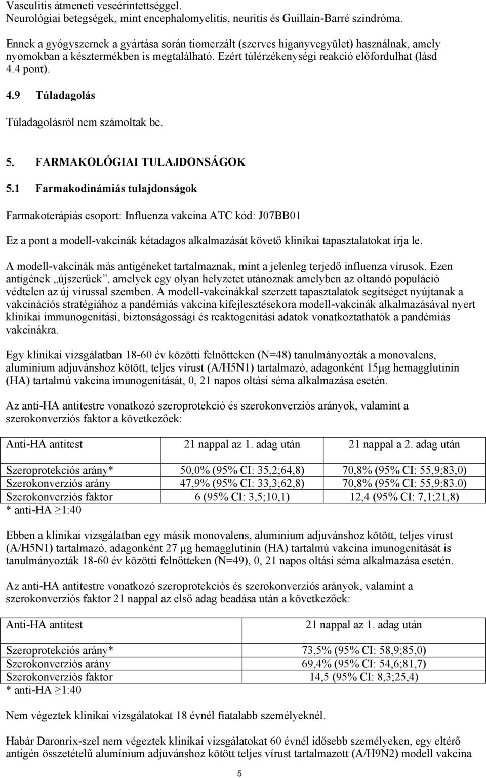 4 pont). 4.9 Túladagolás Túladagolásról nem számoltak be. 5. FARMAKOLÓGIAI TULAJDONSÁGOK 5.