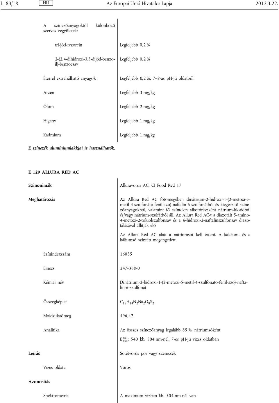 8-as ph-jú oldatból Kadmium E színezék alumíniumlakkjai is használhatók.