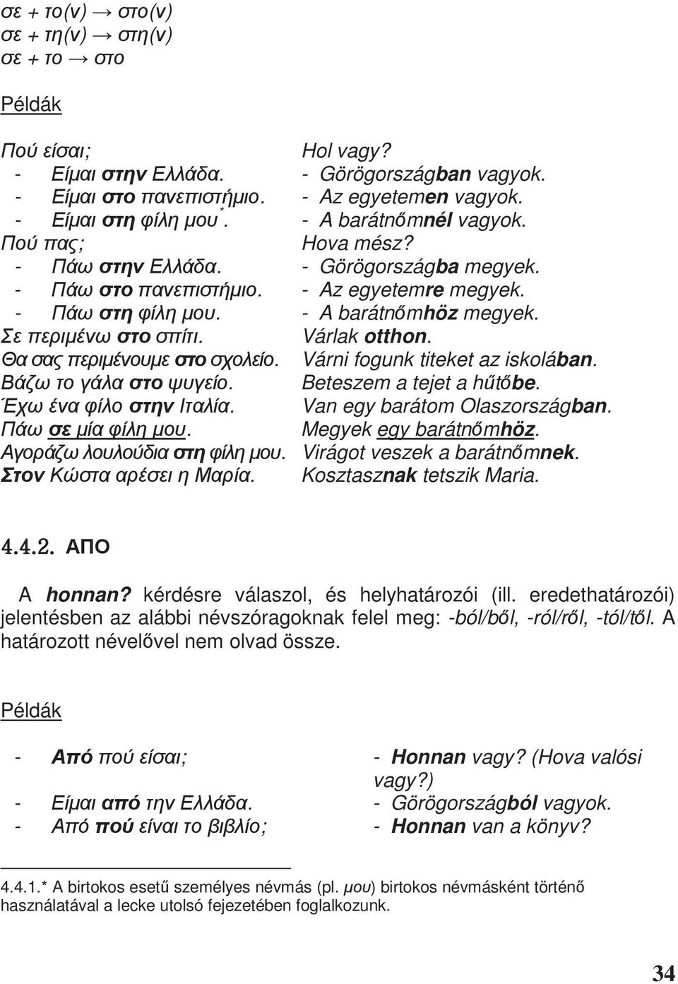 [U[UYU A honnan? kérdésre válaszol, és helyhatározói (ill. eredethatározói) jelentésben az alábbi névszóragoknak felel meg: -ból/b l, -ról/r l, -tól/t l. A határozott nével vel nem olvad össze.