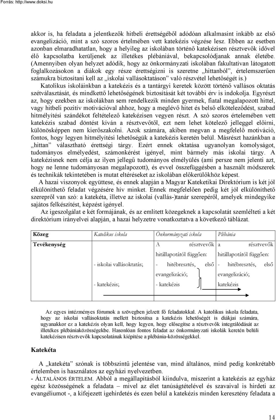 (Amennyiben olyan helyzet adódik, hogy az önkormányzati iskolában fakultatívan látogatott foglalkozásokon a diákok egy része érettségizni is szeretne hittanból, értelemszerűen számukra biztosítani