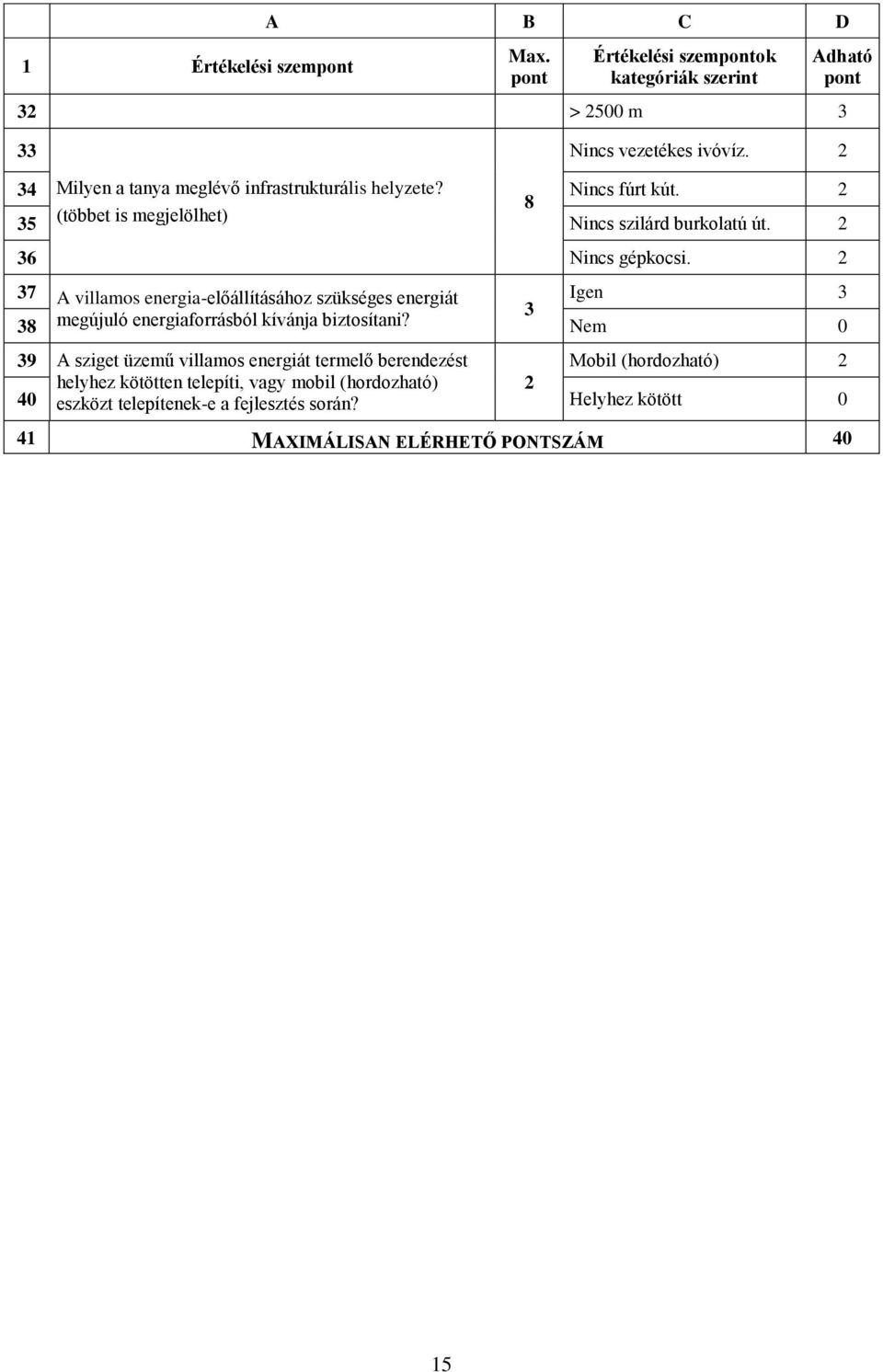 2 37 A villamos energia-előállításához szükséges energiát Igen 3 3 38 megújuló energiaforrásból kívánja biztosítani?