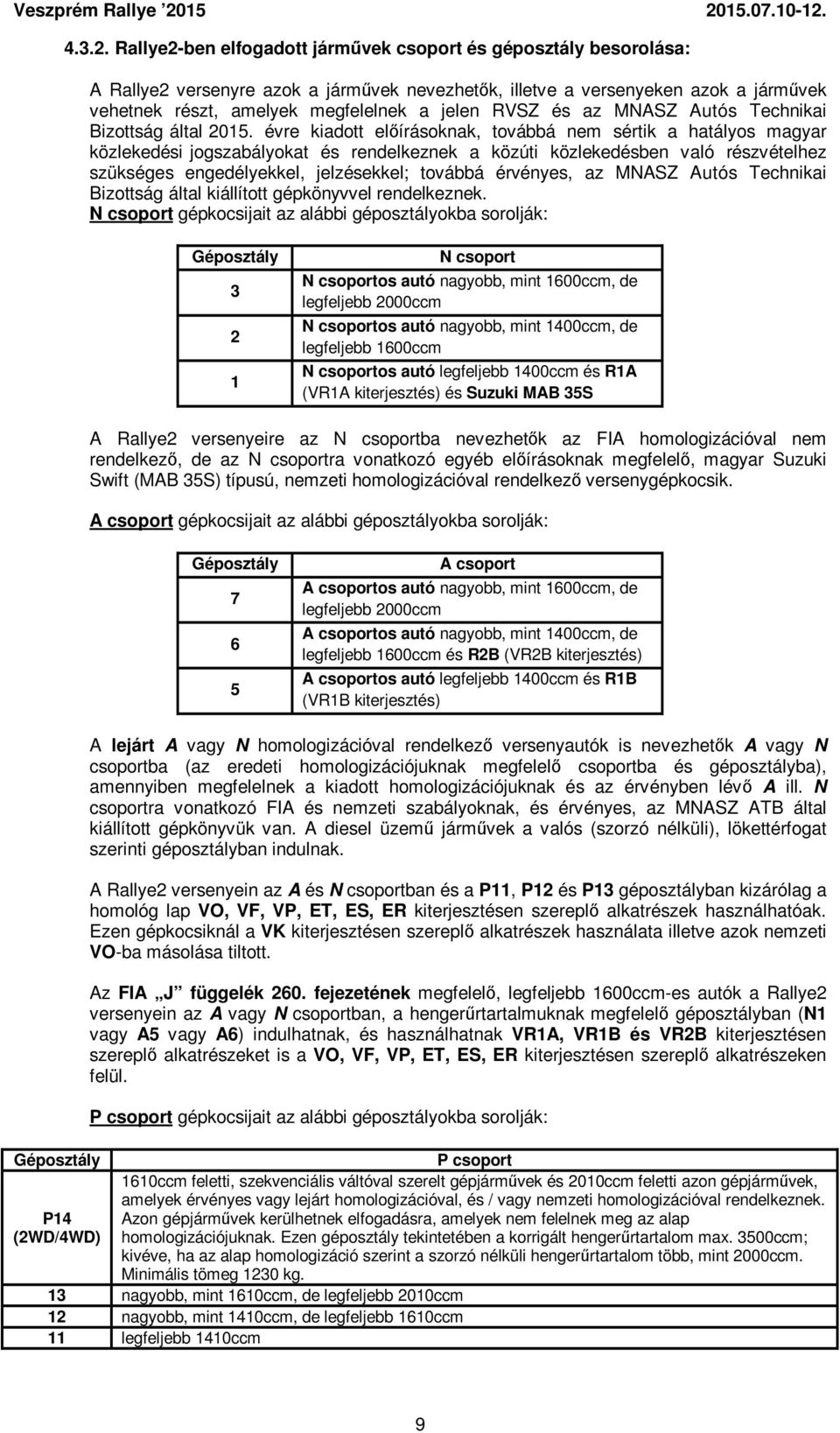 RVSZ és az MNASZ Autós Technikai Bizottság által 2015.