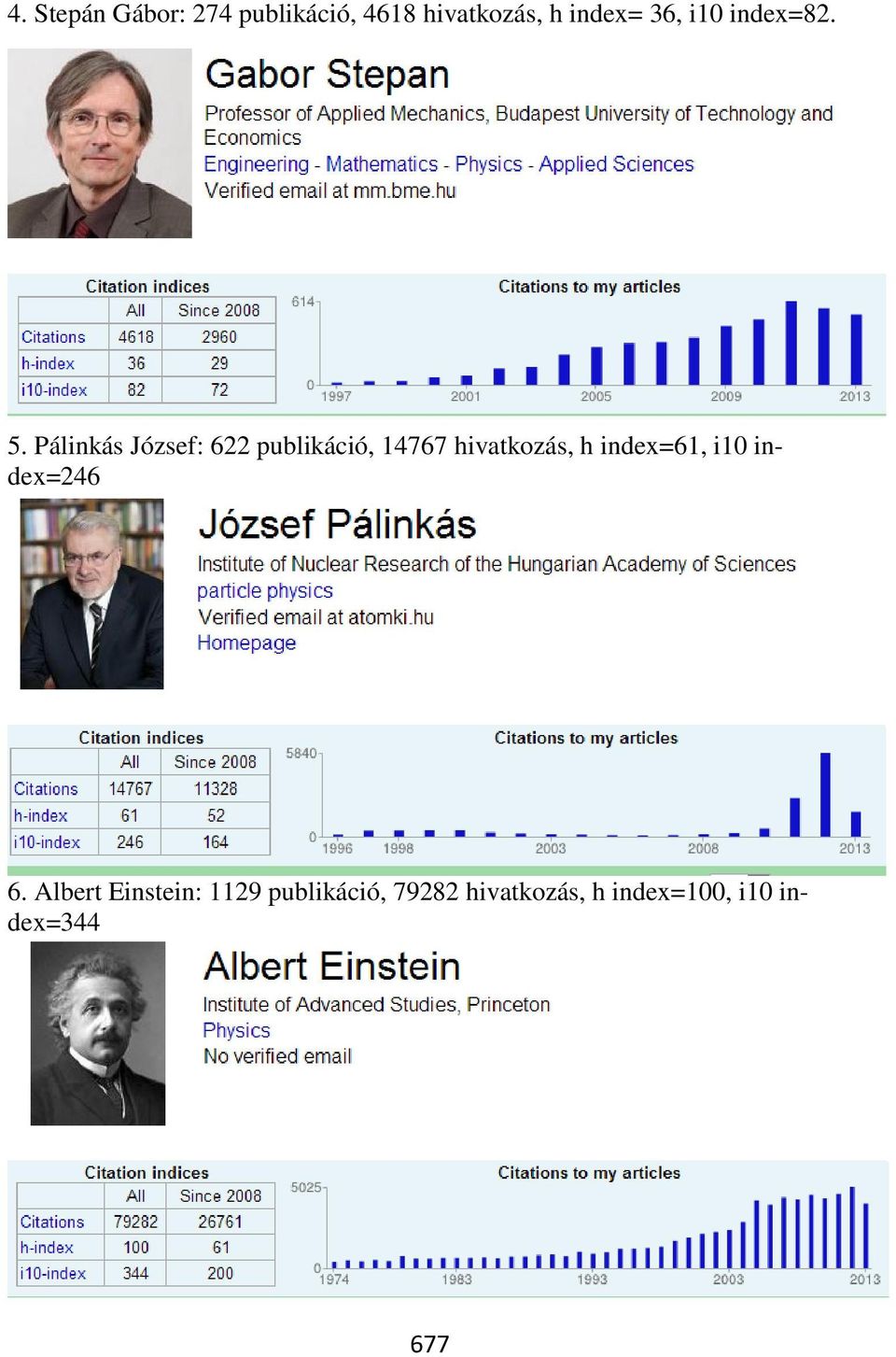 Pálinkás József: 622 publikáció, 14767 hivatkozás, h