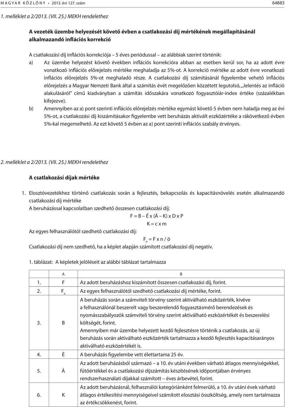 az alábbiak szerint történik: a) Az üzembe helyezést követő években inflációs korrekcióra abban az esetben kerül sor, ha az adott évre vonatkozó inflációs előrejelzés mértéke meghaladja az 5%-ot.