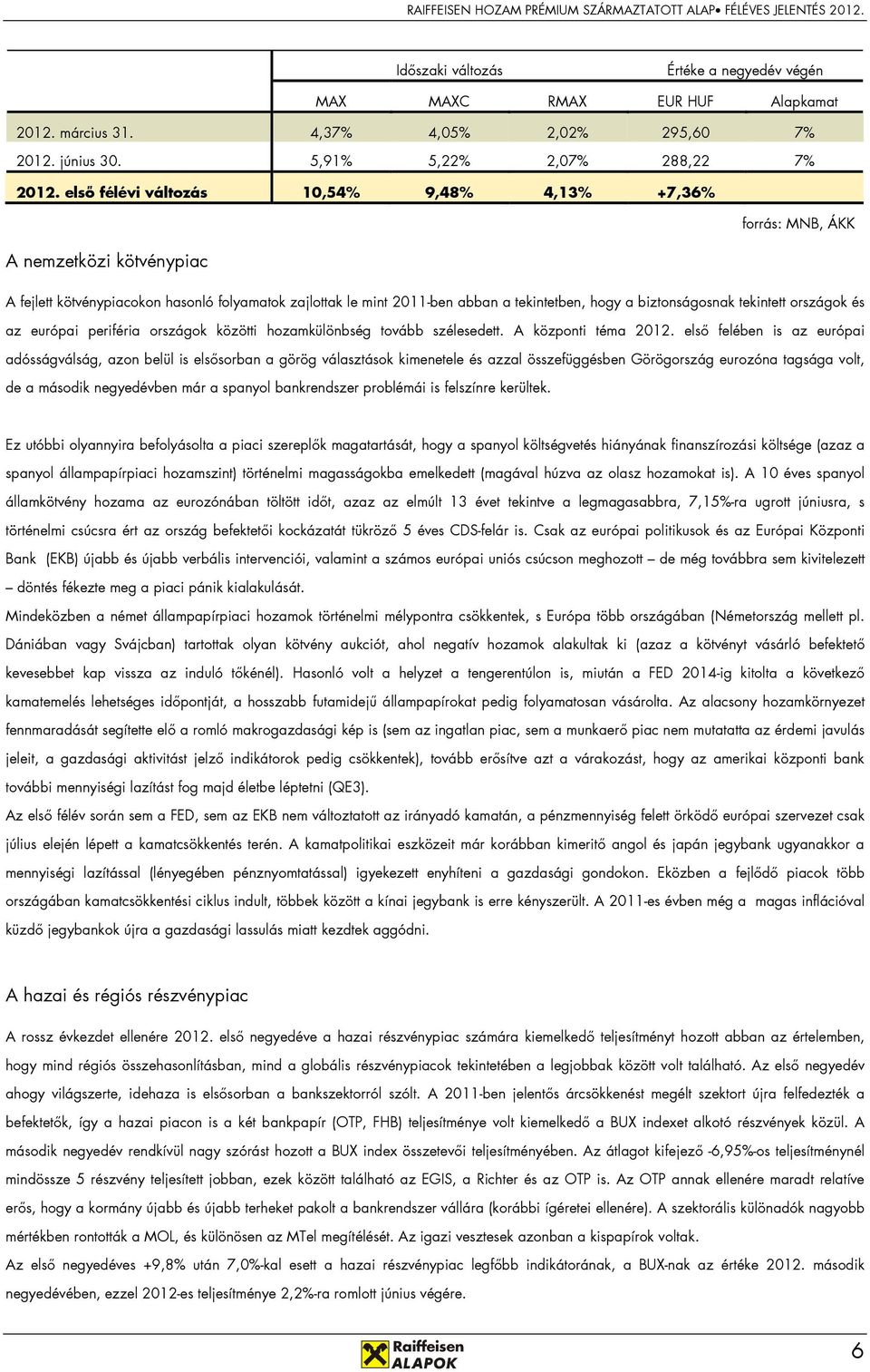 biztonságosnak tekintett országok és az európai periféria országok közötti hozamkülönbség tovább szélesedett. A központi téma 2012.