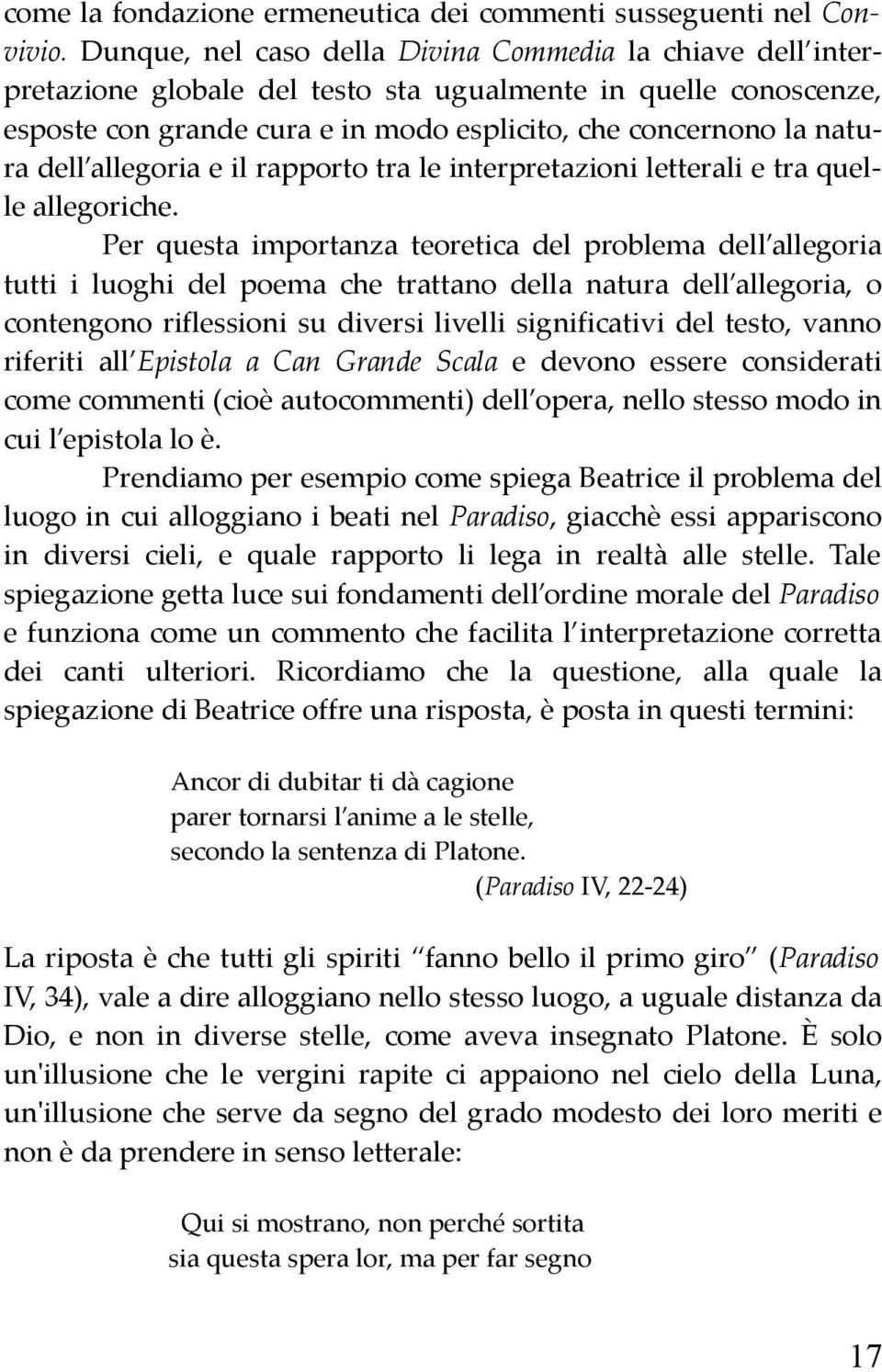 allegoria e il rapporto tra le interpretazioni letterali e tra quelle allegoriche.