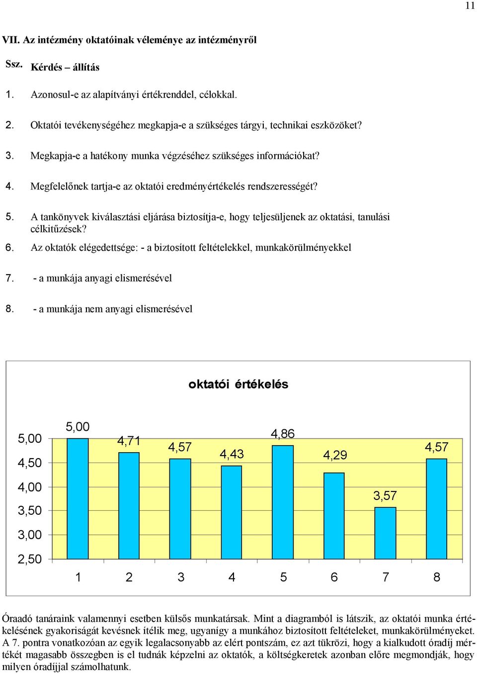 Megfelelőnek tartja-e az oktatói eredményértékelés rendszerességét? 5. A tankönyvek kiválasztási eljárása biztosítja-e, hogy teljesüljenek az oktatási, tanulási célkitűzések? 6.