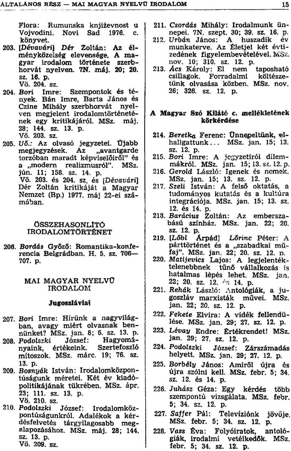 sz. 205. Uő.: Az olvasó jegyzetei. Újabb megjegyzések. Az avantgárdé torzóban maradt képviselőiről" és a modern realizmusról". MSz. jún. 11; 158. sz.